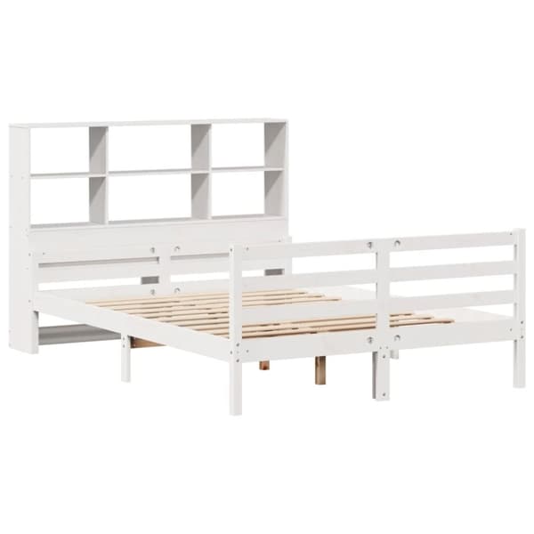 seng med reol uden madras 160x200 cm massivt fyrretræ hvid