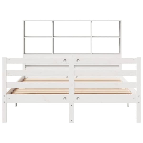 seng med reol uden madras 160x200 cm massivt fyrretræ hvid