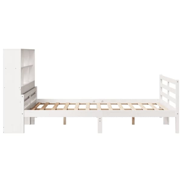 seng med reol uden madras 160x200 cm massivt fyrretræ hvid