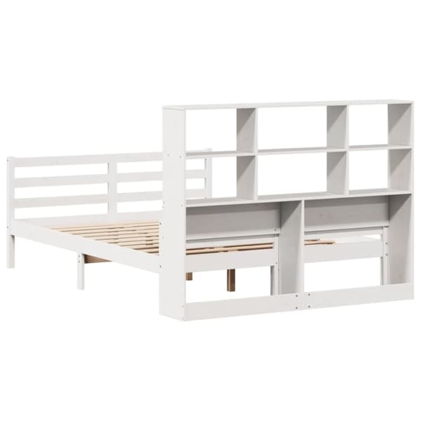 seng med reol uden madras 160x200 cm massivt fyrretræ hvid