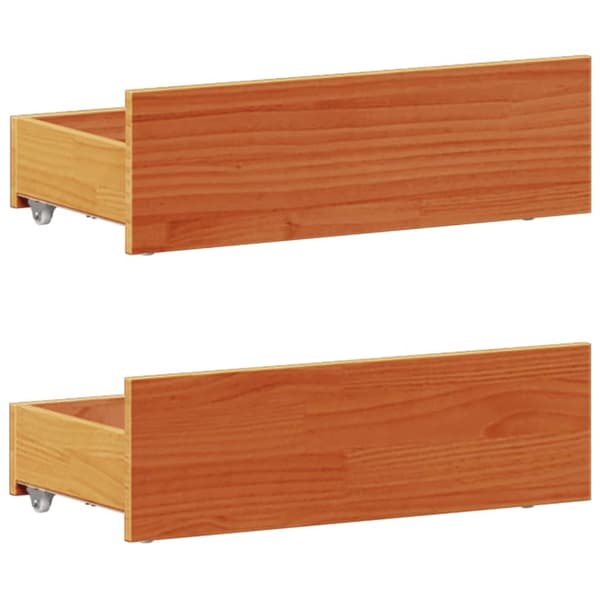Säng med bokhylla utan madrass vaxad brun 90x190 cm massiv furu