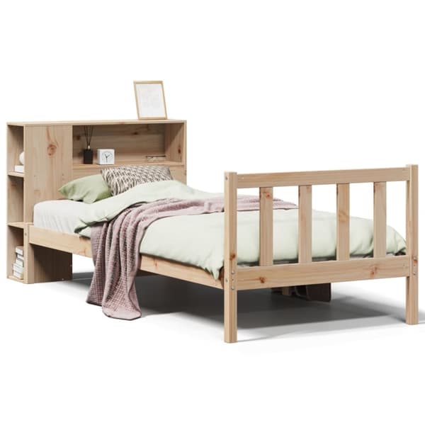 seng med reol uden madras 75x190 cm massivt fyrretræ