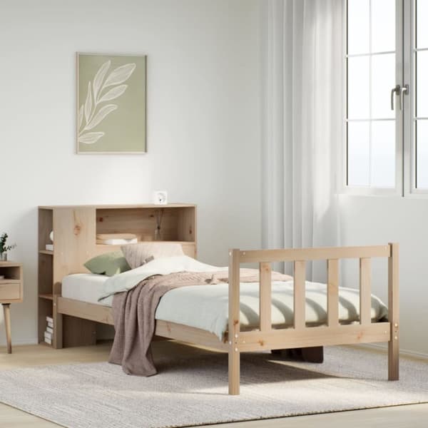 seng med reol uden madras 75x190 cm massivt fyrretræ