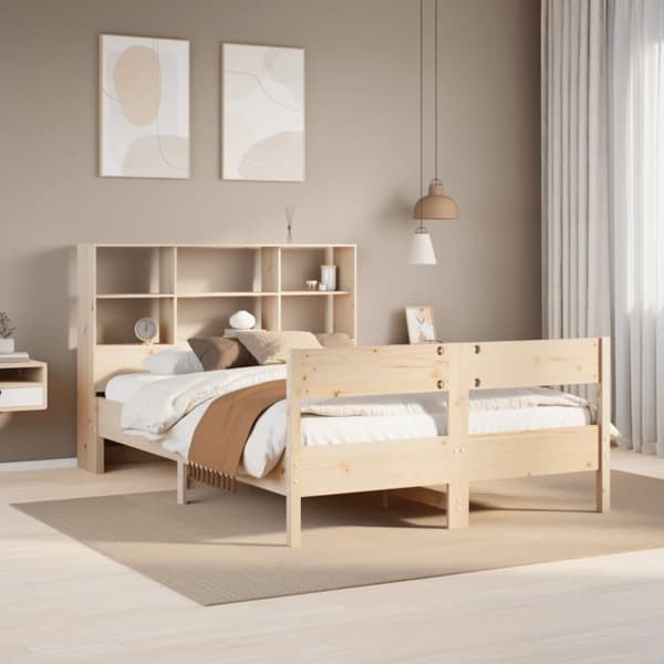 seng med reol uden madras 120x190 cm massivt fyrretræ