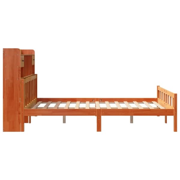 seng med reol uden madras 160x200cm massivt fyrretræ gyldenbrun