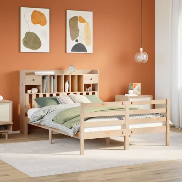 seng med reol uden madras 140x190 cm massivt fyrretræ
