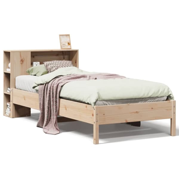 seng med reol uden madras 75x190 cm massivt fyrretræ