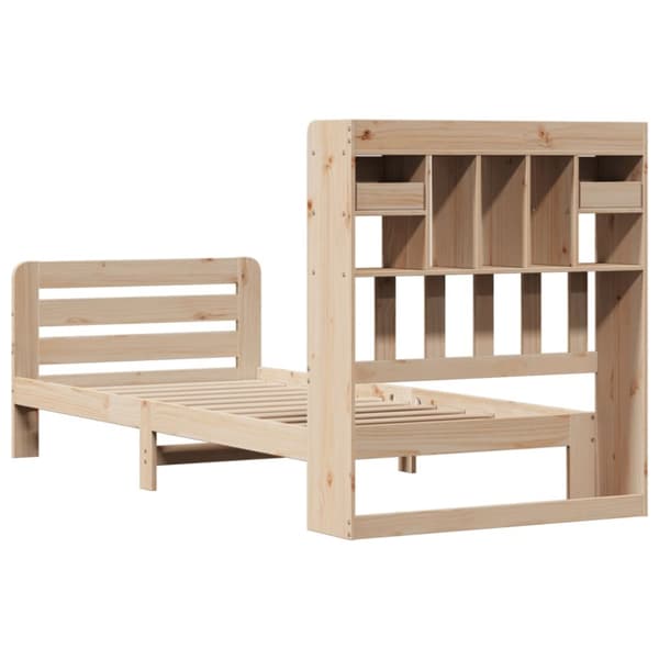seng med reol uden madras 75x190 cm massivt fyrretræ