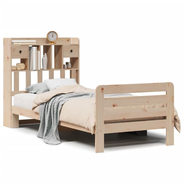 seng med reol uden madras 75x190 cm massivt fyrretræ