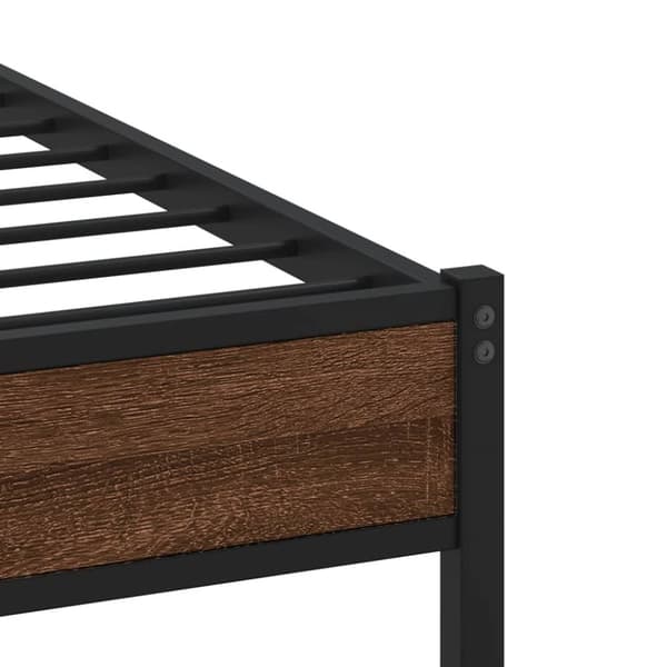 sengeramme uden madras 193x203 cm metal brun egetræsfarve