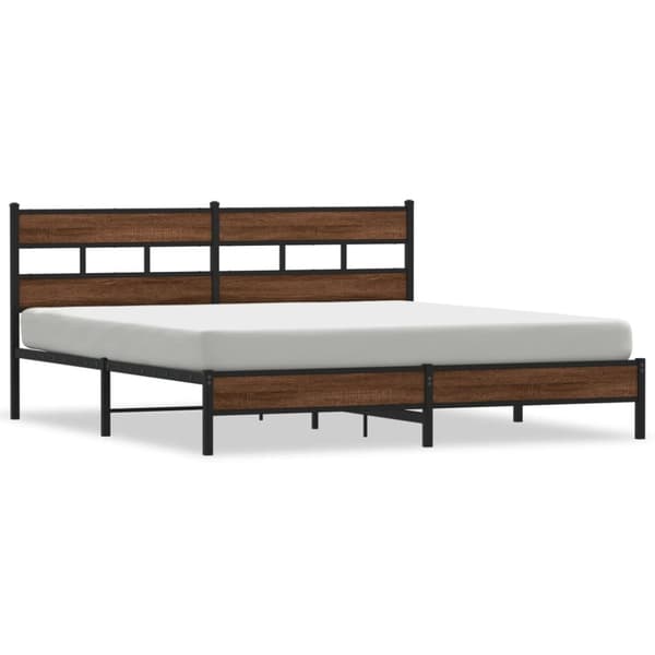 sengeramme uden madras 193x203 cm metal brun egetræsfarve