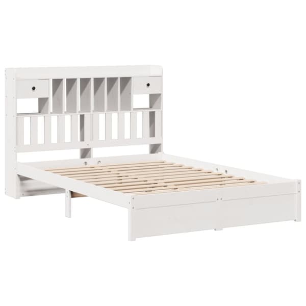 seng med reol uden madras 150x200 cm massivt fyrretræ hvid