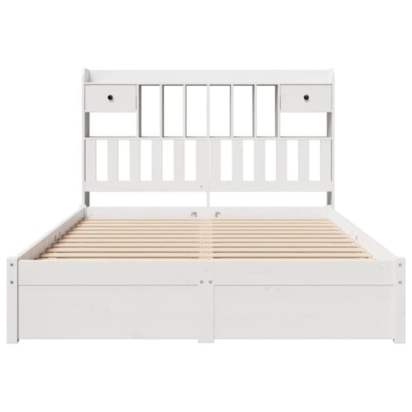 seng med reol uden madras 150x200 cm massivt fyrretræ hvid