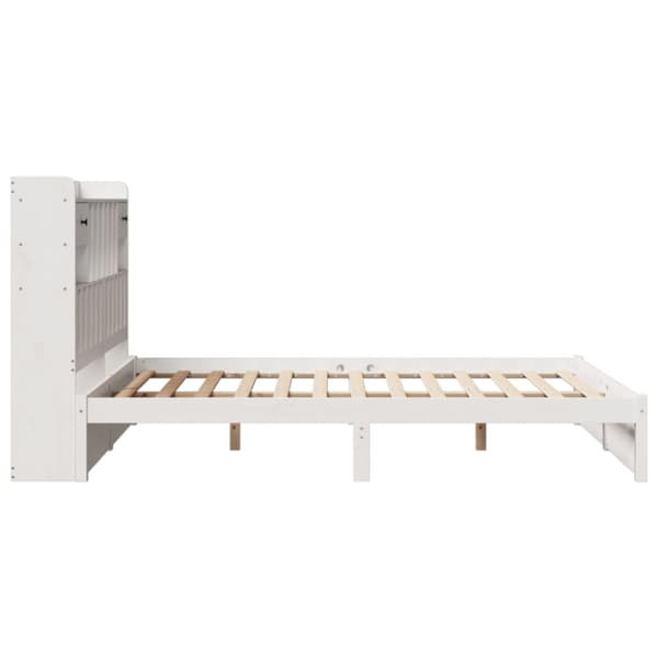 seng med reol uden madras 150x200 cm massivt fyrretræ hvid