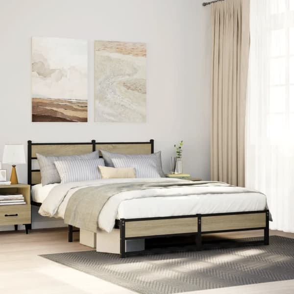 sengeramme uden madras 150x200 cm metal sonoma-eg