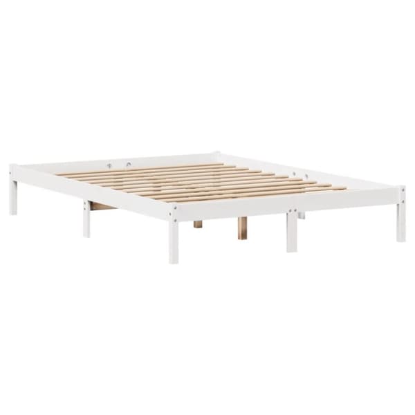 Säng med bokhylla utan madrass vit 120x200 cm massiv furu