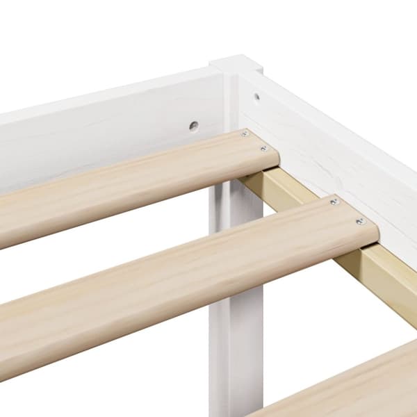 Säng med bokhylla utan madrass vit 120x200 cm massiv furu