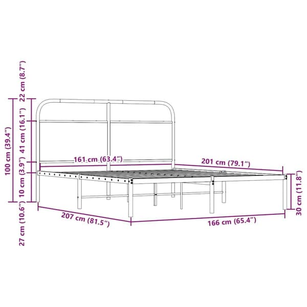 sengeramme 160x200 cm uden madras konstrueret træ brunt eg