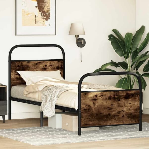 sengeramme 75x190 cm uden madras konstrueret træ røget eg