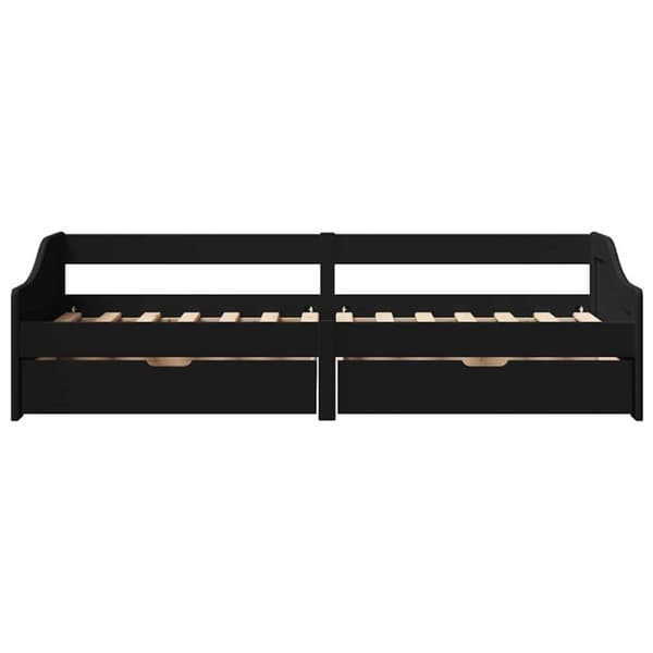 daybed med to skuffer uden madras IRUN sort 90x200 cm