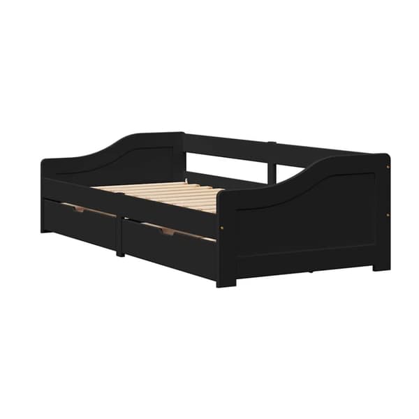 daybed med to skuffer uden madras IRUN sort 90x200 cm