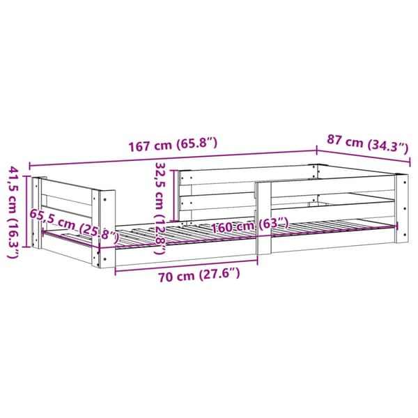 sengeramme uden madras 80x190 cm massivt fyrretræ gyldenbrun