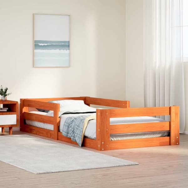 sengeramme uden madras 80x190 cm massivt fyrretræ gyldenbrun
