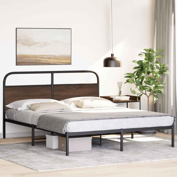 sengeramme 150x200 cm uden madras konstrueret træ brunt eg