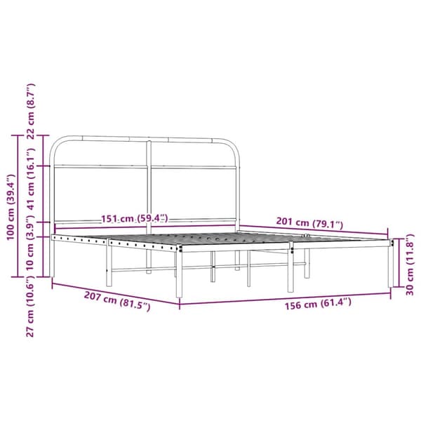sengeramme 150x200 cm uden madras konstrueret træ brunt eg