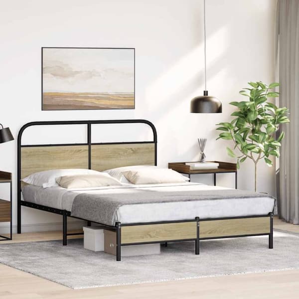 sengeramme 140x190 cm uden madras konstrueret træ sonoma-eg