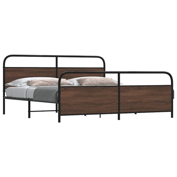 sengeramme uden madras 193x203 cm metal brun egetræsfarve