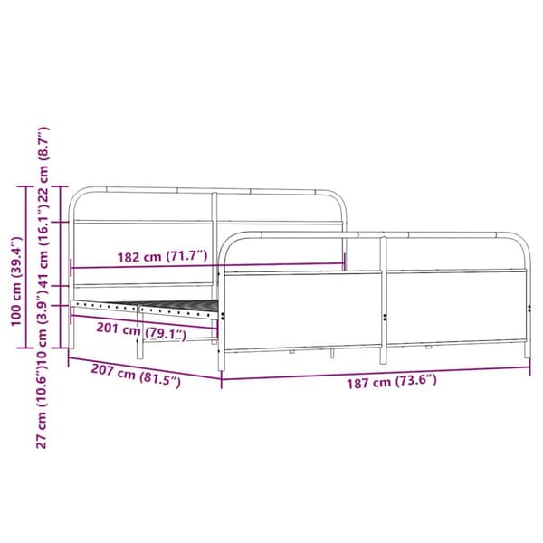 sengeramme uden madras 180x200 cm metal sonoma-eg