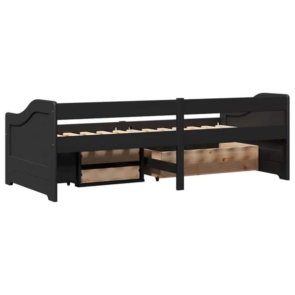Dagbädd med 3 lådor utan madrass IRUN svart 90x200 cm