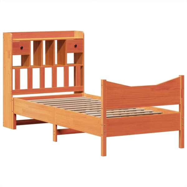 sengeramme uden madras 75x190 cm massivt fyrretræ gyldenbrun