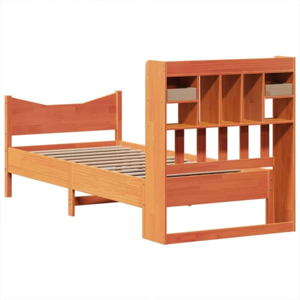 sengeramme uden madras 75x190 cm massivt fyrretræ gyldenbrun