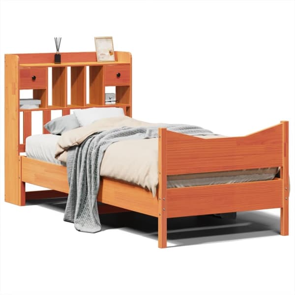 sengeramme uden madras 75x190 cm massivt fyrretræ gyldenbrun