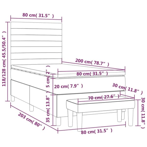 kontinentalseng med madras 80x200 cm stof gråbrun