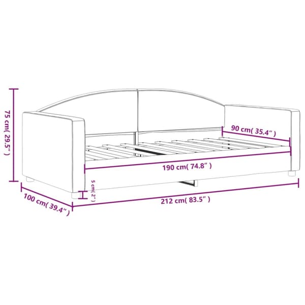daybed 90x190 cm stof lysegrå