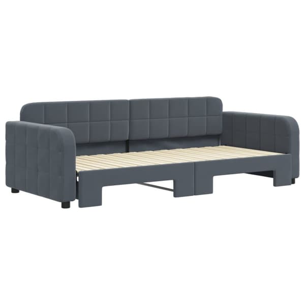 daybed med udtræk 90x200 cm velour mørkegrå