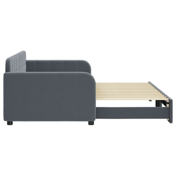 daybed med udtræk 90x200 cm velour mørkegrå