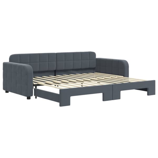 daybed med udtræk 90x200 cm velour mørkegrå