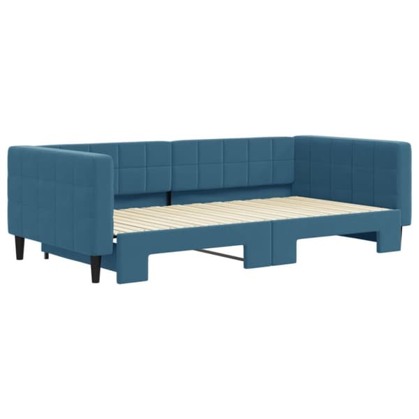daybed med udtræk 100x200 cm velour blå