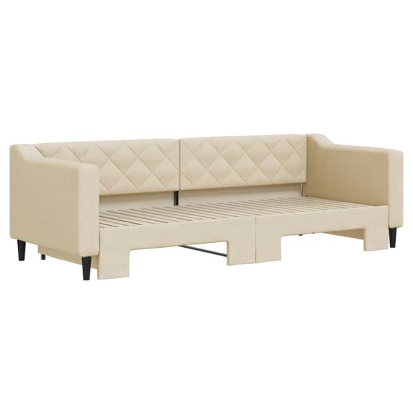 daybed med udtræk 80x200 cm stof cremefarvet