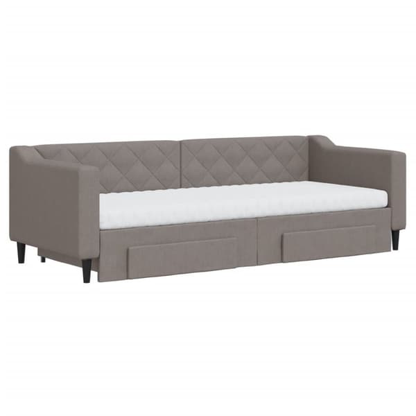 Dagbädd utdragbar med lådor taupe 80x200 cm tyg
