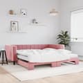 Miniatyrbillede 1 af 10: daybed med udtræk og madras 100x200 cm velour lyserød
