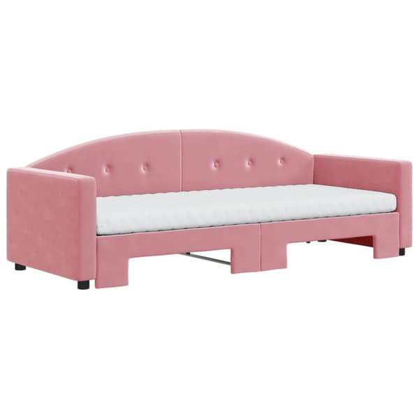 Dagbädd utdragbar med madrasser rosa 80x200 cm sammet