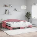 Miniatyrbillede 1 af 10: daybed med udtræk og madras 90x200 cm velour lyserød