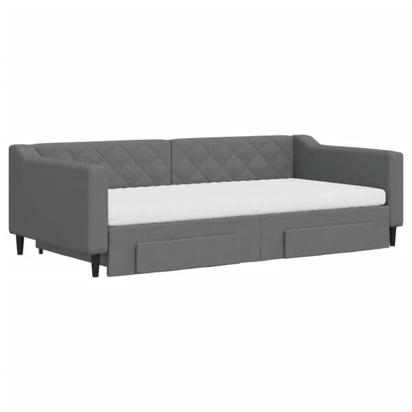 daybed med udtræk og skuffer 100x200 cm stof mørkegrå
