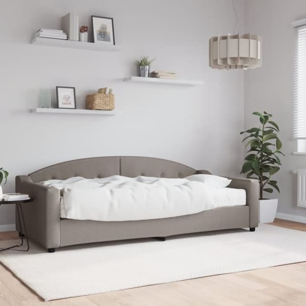 Dagbädd med madrass taupe 90x200 cm tyg