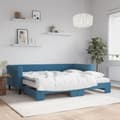 Miniatyrbillede 1 af 10: daybed med udtræk og madras 90x200 cm velour blå